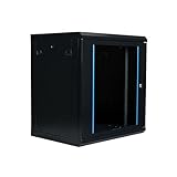 Koscom Connect Netzwerkschrank 12 HE I Serverschrank 19 Zoll I Wandmontage 600 x 450 x 636 mm I voll montiert I Server Gehäuse mit abschließbarer Glastür I Traglast 100 kg I Schwarz