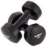 MAXXIVA Hantelset Kurzhanteln Vinyl Stahlkern Fausthanteln Gymnastikhanteln Sport Krafttraining Fitness Gewicht Farbe wählbar (schwarz (2 x 5 kg))