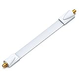 deleyCON 1x Fensterdurchführung SAT Kabel 17cm Flexibel 26cm Länge Kupplung Fenster & Türen Vergoldet Extrem Flach Geschirmt Klebepads - Weiß