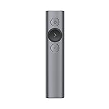 Logitech Spotlight Presenter, Bluetooth und 2.4 GHz Verbindung via USB-Empfänger, Digitaler Laserpointer, 30m Reichweite, Timer, Vibrationsalarm, PC/Mac/Android/iOS - Slate/Grau