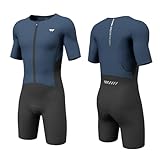 Wulibike Triathlon Anzug Herren Trisuit Kurzarm,Hohe Elastizität atmungsaktiv schnelltrocknend Tri Suit Triathlonanzug für Herren Rennen und Triathlon Wettkämpfe Blau XL