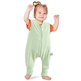 NesriToy Baby Schlafsack mit Füßen Sommer 0.5 Tog Oeko-TEX Schlafsack Kinder 100% Baumwolle (Mintfarben, 80cm/Baby Höhe 90-100cm)