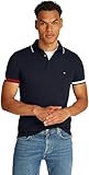 Tommy Hilfiger Herren Poloshirt Kurzarm Flag Cuff Slim Fit, Blau (Desert Sky), L