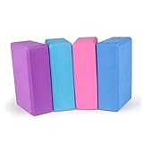 TOBBOMEY EVA Yoga Block und Stretch Gurt Set Feste Leichte Yogablöcke und Strapazierfähiger Baumwoll Gurt für Bessere Dehnung und Stabilität für Yoga Anfänger und Fortgeschrittene Lila Set