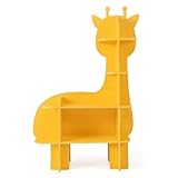 DREAMADE Kinderregal mit 2/3/4 stufigen offenen Ablagen, Spielzeugregal Kinderzimmerregal Aufbewahrungsregal, Kinder Bücherregal für Kinderzimmer Spielzimmer Holz (Gelb-Giraffe)