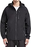 Jacke Herren mit Kapuze Softshelljacke Winddicht und Wasserdicht Windbreaker Outdoor Jacken Für Männer Schwarz L