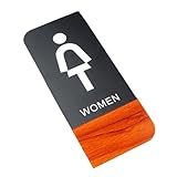 WC Türschild Holzmaserung Toilettenschild Aufforderung Männer & Frauen WC Toilettenschilder Türaufkleber Türschild Kreative Beschilderung(20 WOMEN)