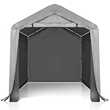 Bonnlo Carport Garagenzelt, Winterfest Aufblasbar Lagerzelt Gerätehaus mit Stabiler Stahlrohrkonstruktion, Autozelt, Dunkelgrau (180x180cm)