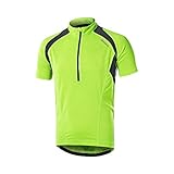 BERGRISAR Herren Radtrikot Fahrradtrikot Kurzarm, Halbem Reißverschluss MTB Mountainbike Trikots T Shirt 3+1 Taschen BG060, Grün, X-Large