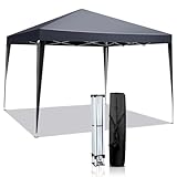 LEADZM Pavillon 3x3m,Pop-up Faltpavillon,Stabil,Wasserdicht,Stahlrahmen,Höhenverstellbar,UV Schutz 50+,Gartenzelt,Partyzelt,für Garten,Party,Camping,Dunkelgrau