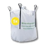 dm-folien Big Bag Mineralwolle 125x125x150cm I 5 Stück I SWL 600 kg I Mineralwolle Sack mit 4 Hebeschlaufen & Schürze I KMF Big Bag Säcke mit 2.300 Liter Fassungsvermögen I stabil & beschichtet