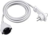 Meister Kunststoff-Verlängerungskabel mit Flachstecker 3 m – für innen (IP20) – Schuko-Kupplung – weiß