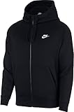 Nike Herren Sportswear Club Fleece Hoodie Mit Durchgehendem Reißverschluss, Black/Black/White, L EU