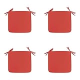 4er Set Sitzkissen 40 x 40 cm Stuhlkissen mit Bändern, Sitzpolster für Stuhl Weiches Stuhlauflage Sitzauflage Dekokissen für Innen- & Außenbereich (Rot)