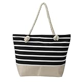 Generisch Strandtasche Damen Strandtasche Familien-Strandtasche Strandtasche Reißverschluss Handtasche Sanddicht Geeignet Für Strand Reisen Pool Fitnessstudio (Black, One Size)
