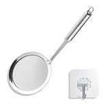 fKiZanthene Schaumlöffel aus Edelstahl 32 cm mit Feinem Sieb 100 Maschen, Küchenhelfer als Schaumkelle und Abseihlöffel für Küche Haushalt und Outdoor Kochen