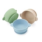 PandaEar 3 Pack Silikon Baby Schüsseln mit Saugnapf| Kinderschüssel Baby Breischale Silikonschüsseln| Lebensmittelqualitt Weiches BPA-freies Silikon (Blau/Braun/Gewachsen)