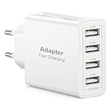 USB Ladegerät Mehrfach, 25W/5A USB Stecker Mehrfach Schnellladegerät U-SB Netzteil Adapter Steckdose Handy Ladegerät Ladestecker für iPhone 17 Air/17/16/15/14/13/12/11 Pro Max/XR, Samsung S25/S24/S23