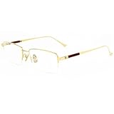 HQMGLASSES Photochrome Sonnenbrille Für Herren Titan Halbrandlos Business Blaues Licht Blockierende Lesebrille Blendfrei Überanstrengung Der Augen Computer Reader Brille,Gold,3.5 x