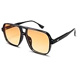 COASION Retro Sonnenbrille für Damen Herren 70er Jahre Vintage Rechteckige Sonnenbrille UV400 Schutz Trendy Double Brücke Rahmen Brille