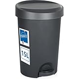 Stimo Tretmülleimer 15L aus Kunststoff Mülleimer mit Pedal Abfalleimer mit Deckel für Küche Büro Bad (15L)