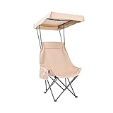 NEONMAN Campingstuhl mit Baldachin, Beach Chair Anglerstuhl, 150 kg Tragkraft Seitliche Ablagefächer Sonnenbeständig UV-beständig und Leicht zu Reinigen(Khaki)