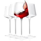 Rotweingläser, mundgeblasene Kristallgläser, 652 ml, große Burgundergläser, leicht, klar, ideal für Weinproben, Weihnachten, Jahrestag, Geburtstag, 4 Stück