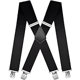 Nistere Hosenträger Herren Breit und Stark, Extra Starke Clips, Breite 5 cm, Einstellbare Elastische Träger in X-Form, Geeignet für Männerund Frauen, Robust und Vielseitig für Beruf, Freizeit,Schwarz