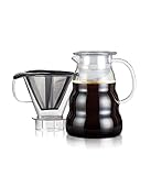 Bodum 11762-10-01S Melior Edelstahl Feinmaschige Dauerfilterkaffeemaschine 8 Tassen mit Tritan-Filterhalter, Glas, Transparent, 1 L, 13.9 x 20.2 x 30.1 cm, 1 Einheiten