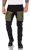 Rock Creek Herren Softshell Hose Cargohose Outdoorhose Wanderhose Herrenhose Wasserdicht Skihose Arbeitshose Winter Hose H-196 Schwarz-DGrün XL