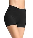 4How Damen Tights Shorts Sport Kurze Hosen Radlerhose Laufshorts Fitness Yoga Tanzen Shorts Sportshorts Hotpants Sommer Unterrock Kleid Schwarz S