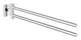 GROHE Start Cube, Handtuchhalter doppel-armig (44cm lang, schwenkbar, mit verdeckter Befestigung, zum Bohren inkl. Schrauben & Dübel, langlebige Oberfläche), eckig, chrom, 40976000