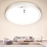 NIBSHOOM Deckenlampe LED Deckenleuchte mit Bewegungsmelder 1PCS,18W IP44 Wasserfest Modern Deckenlampen,3000K/4000K/6500K Lampe mit Bewegungsmelder Innen für Flur Treppen Balkon Garage Bad Ø22cm