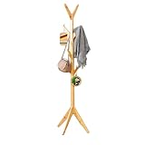 Floordirekt Garderobenständer | Kleiderständer mit 8 Haken, Bambus Holz Jackenständer, Modernes Design Kleiderstange Stabil (Maryland)