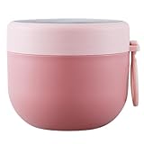 Thermoskanne Für Warme Speisen – 600 Ml, 11,8 X 11,8 X 9,2 Cm | Isolierte Lunchbox Aus Edelstahl | Tragbare Tasse Mit Löffel | Mikrowellengeeigneter Lebensmittelbehälter | Reise-Thermoskanne Für Hafer