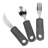 HOMOCONO 1 Satz Reha-Geschirr adaptives Besteck gewichtetes Silberbesteck Trainingslöffel Älteres Fütterungsbesteck besteckset cutlery set adaptive Utensilien erwachsenes Utensil pp Grey