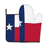 Küchen-Backset, Ofenhandschuhe und Topflappen, Motiv: Flagge von Texas, hitzebeständige Küchenhandschuhe