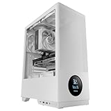 Tacens SAGITTA20, ATX PC-Gehäuse, LED-Bildschirm mit Echtzeit-Temperaturen, 3X 120mm Lüfter, Seitliches Gehärtetes Glas, Front Mesh Metall Staubschutz, CableHatch, USB-C, Weiß