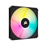 Corsair AF120 RGB Slim, 120-mm-PWM-Lüfter Mit Dynamischem Lager - Dünnes Profil Für Kleine Gehäuse - Geräuscharm - Bis zu 2000 U/min - 8 Adressierbare RGB-LEDs - Einzelverpackung - Schwarz