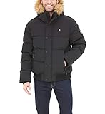 Tommy Hilfiger Herren Quilted Arctic Cloth Snap Front Snorkel Bomber Jacket Parka, schwarz, X-Groß