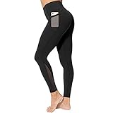 neppein Sport Leggings mit Taschen,Damen High Waist Blickdicht Leggings Sporthose Yogahose Fitnesshose, Schwarz, Gr. XL