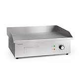 Klarstein Elektrogrill, Grillplatte, Elektrische Grillplatte, Tischgrill, Elektrogrill aus Edelstahl, Spritzschutz & Auffangbehälter, Glatte XL Grillfläche: 54,5x35 cm, Stufenlos 50-300 °C, 3000 Watt