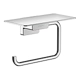 hansgrohe AddStoris - Toilettenpapierhalter mit Ablage, Klopapierhalter für Wandmontage, Klorollenhalter, verdeckte Befestigung, Badezimmer Zubehör, Chrom, 41772000
