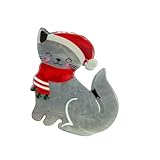 Haarklammer mit Cartoon-Weihnachts-Katze, Essigsäure, Acryl, Tierhai-Clip, Pferdeschwanz-Halter, Haar-Zubehör (grau)