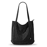 KALIDI Cord Tasche Damen Umhängetasche mit Reißverschluss Wasserdicht Tote Bag mit Taschenfach Groß Shopper Tasche Handtasche Schultertaschen für Arbeit Büro Reisen Einkaufen Schule