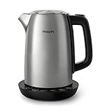 Philips Wasserkocher – 1.7 L Fassungsvermögen mit Temperaturregelung, Warmhaltefunktion und Kontrollanzeige, Pirouettenbasis, 2200 Watt, 23 x 18.8 x 25.7 cm,Edelstahl, (HD9359/90)