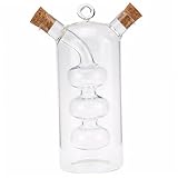 Blogiiup Speiseölspender, Öl- und Essigspender 2 in 1 klarer Glas und Essigflasche mit Korkunterbrechern für Küchenbehälter, Auberginensauceflasche