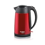 Boschkabelloser Wasserkocher DesignLine TWK3P424 DesignLine kabelloser Wasserkocher, Ausgießen ohne Spritzer, Tassenanzeige, Wasserstandsanzeige, Überhitzungsschutz, 1,7 L, 2400 W, rot