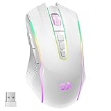 Redragon Gaming Maus Kabellose, RGB Wiederaufladbare Gaming-Maus mit 9 Macro Editing Programmierbare Tasten/8000 DPI, Ergonomische Wireless Gaming Maus, 70Hrs für PC/Mac Gamer, Weiß