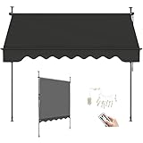Manuelle einziehbare Markise, Terrassentür-Fenster-Markise, Haustür-Außenterrassen-Markise für Hof, Balkon, Geschäft mit LED Anthrazit (Size : L:2m/6.5ft)